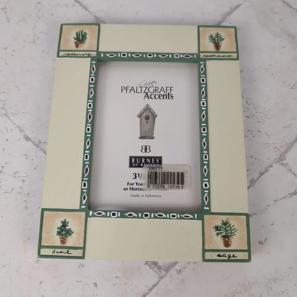 Naturewood by Pfaltzgraff Accents Photo Frame Stoneware Beige Green NOS